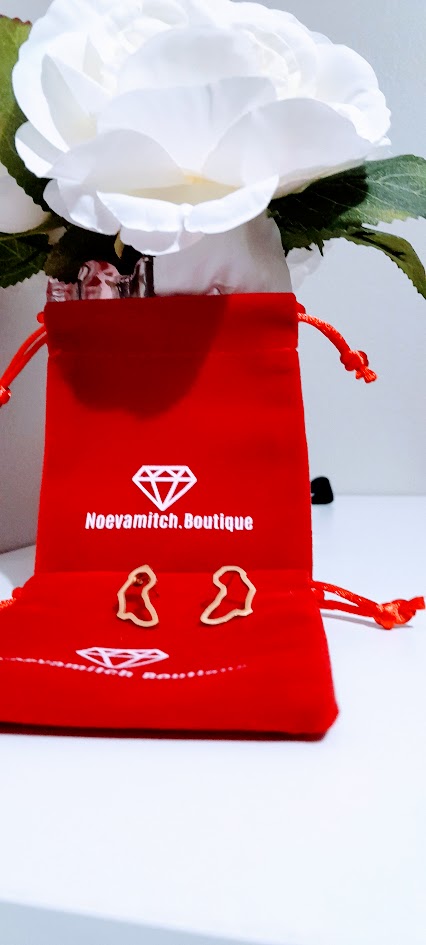 Boucles d'Oreilles mini "Carte d'Afrique" en Plaqué Or 14 karat